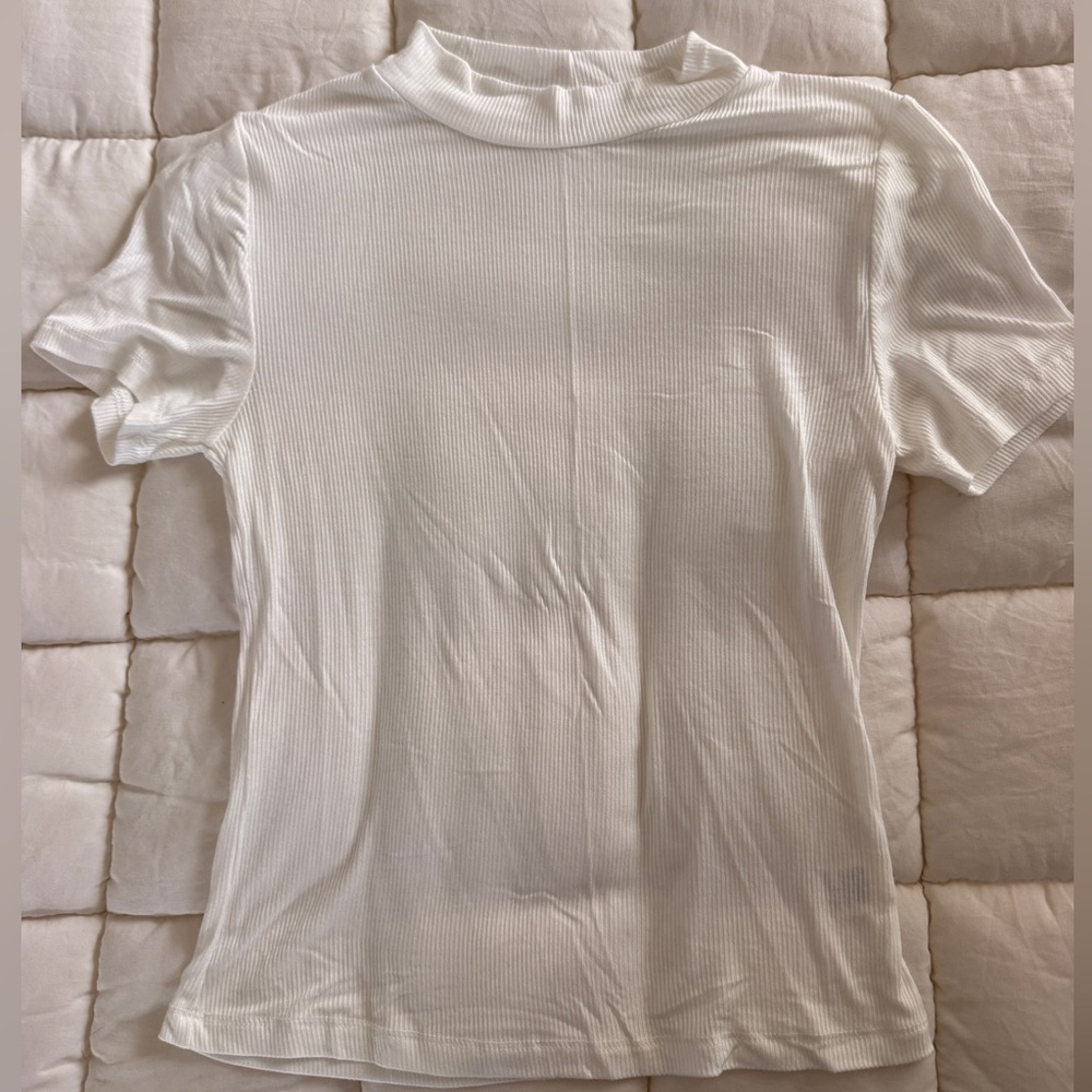 Timing White Ribbed Turtleneck Top